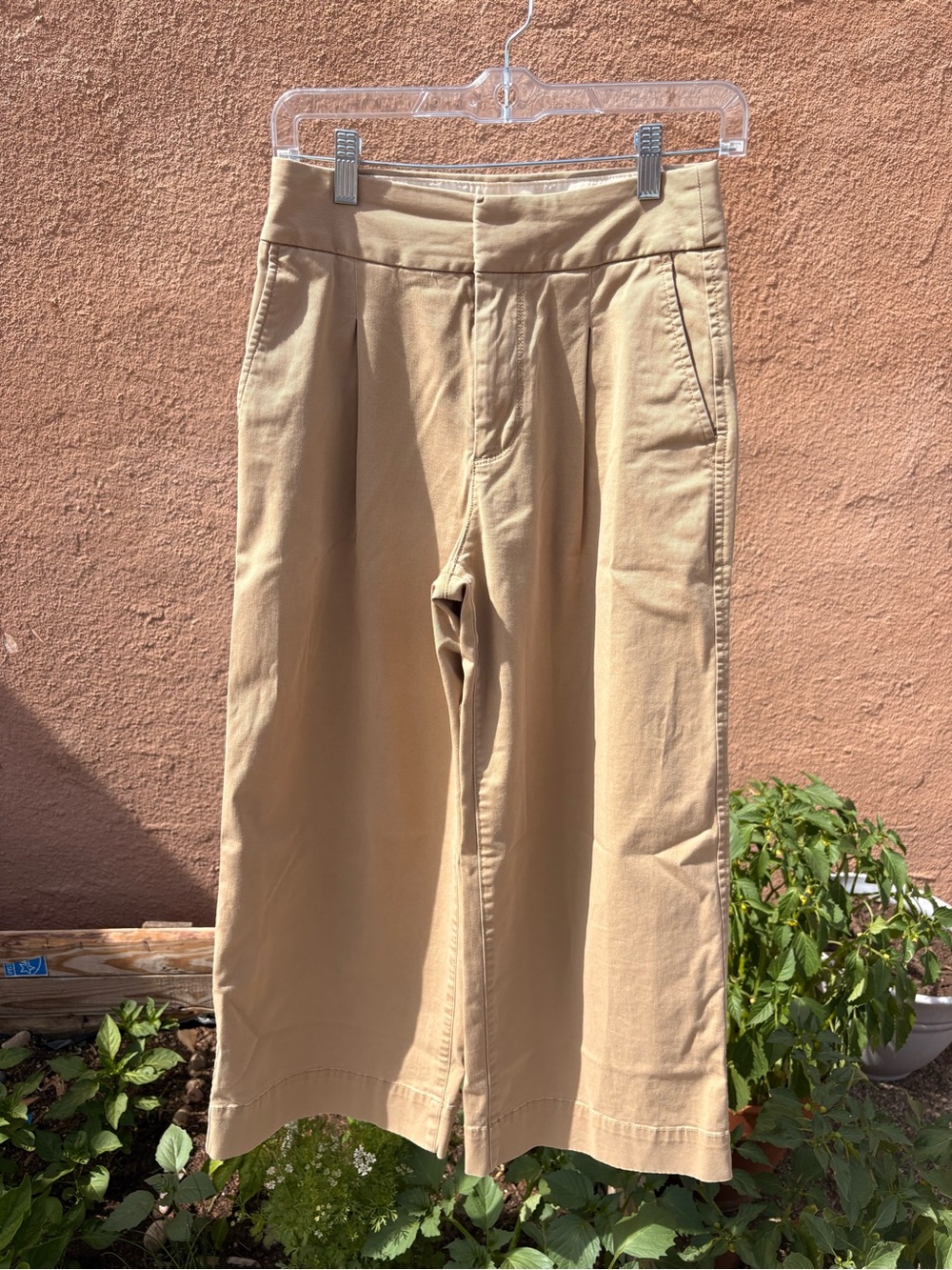 Gap Beige Wide-Leg High-Rise Khaki Pants